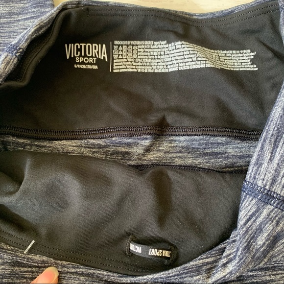 Victoria Secret Sport Navy Blue Space Dye Heathered High Rise Crop Leggings - Picture 8 of 9